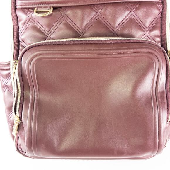 Itzy Ritzy Mircale Boss Plus Burgundy Faux Leather Diaper Backpack Butterfly main image 16